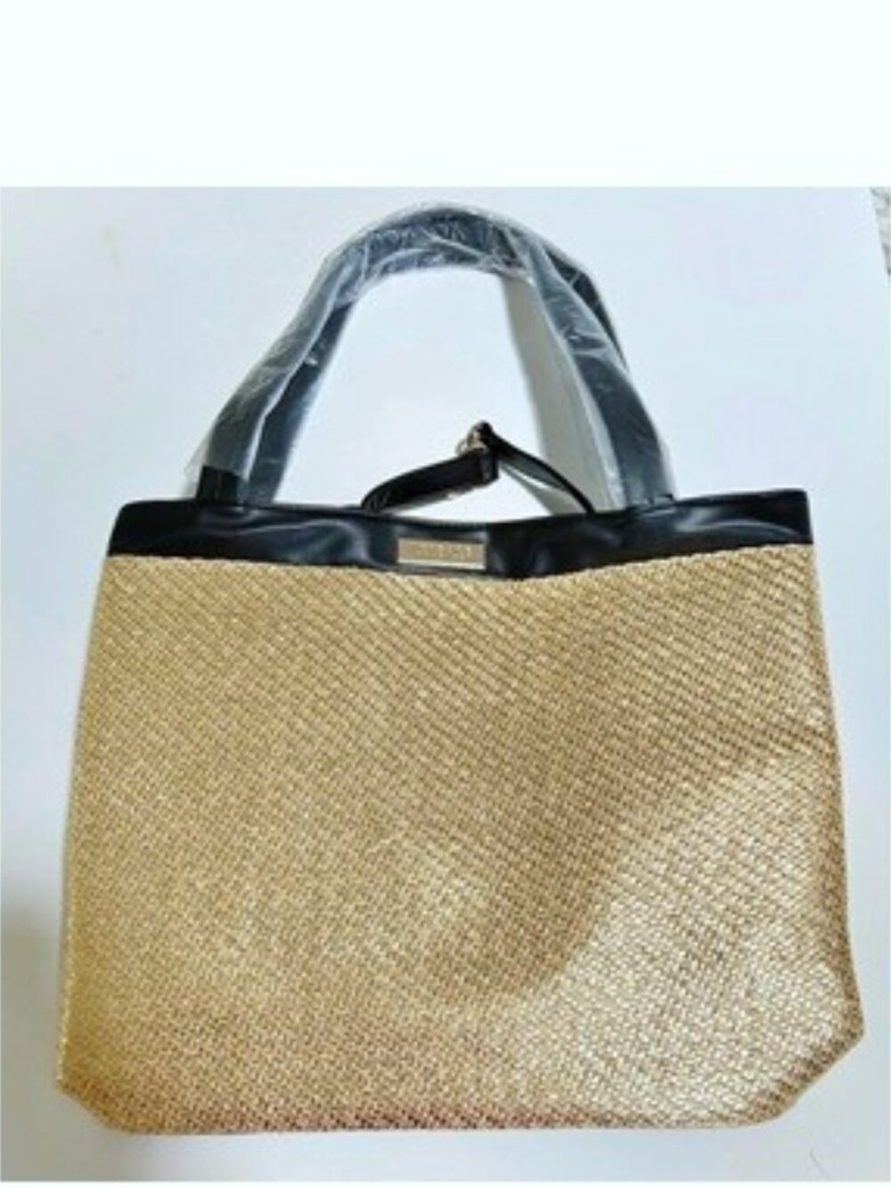 NWOT Versace Parfums Gold Metallic Large Tote Travel Weekend Bag w / Dust Bag